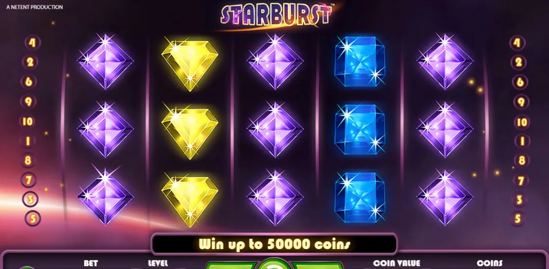 Интерфейс игрового автомата Starburst