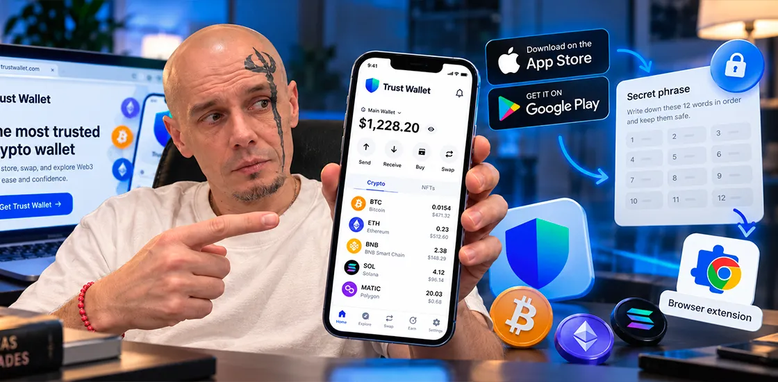 Как найти адрес USDT TRC20 в Trust Wallet, скопировать его для перевода и проверить сеть Tron.