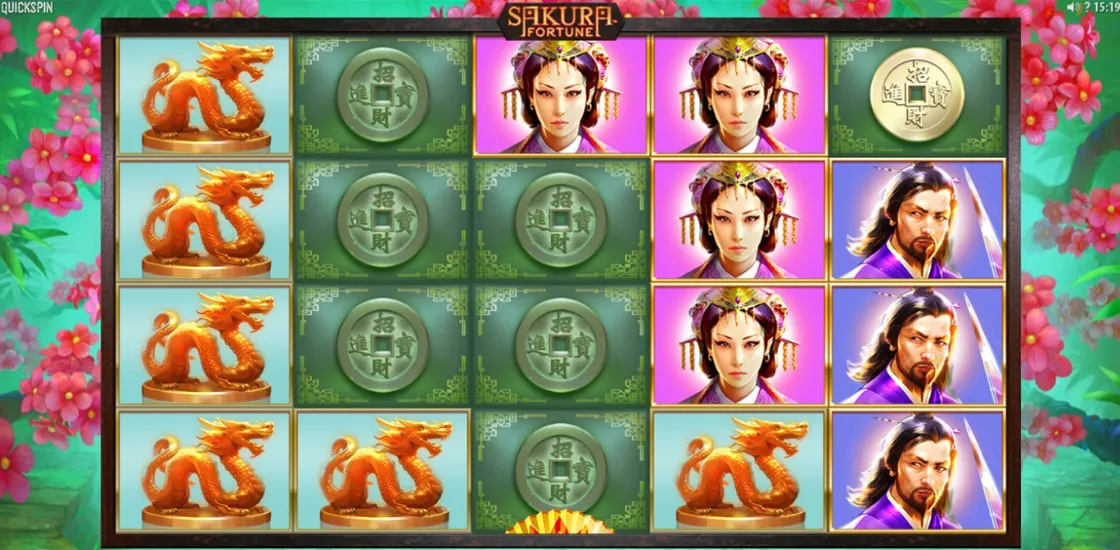 Интерфейс игрового автомата Sakura Fortune