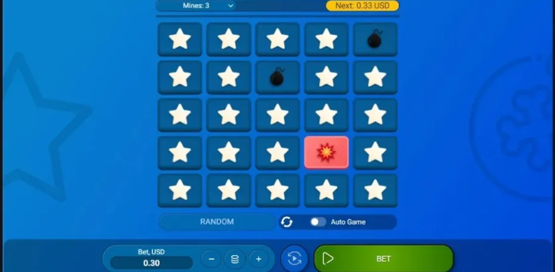 Интерфейс игрового автомата Mines