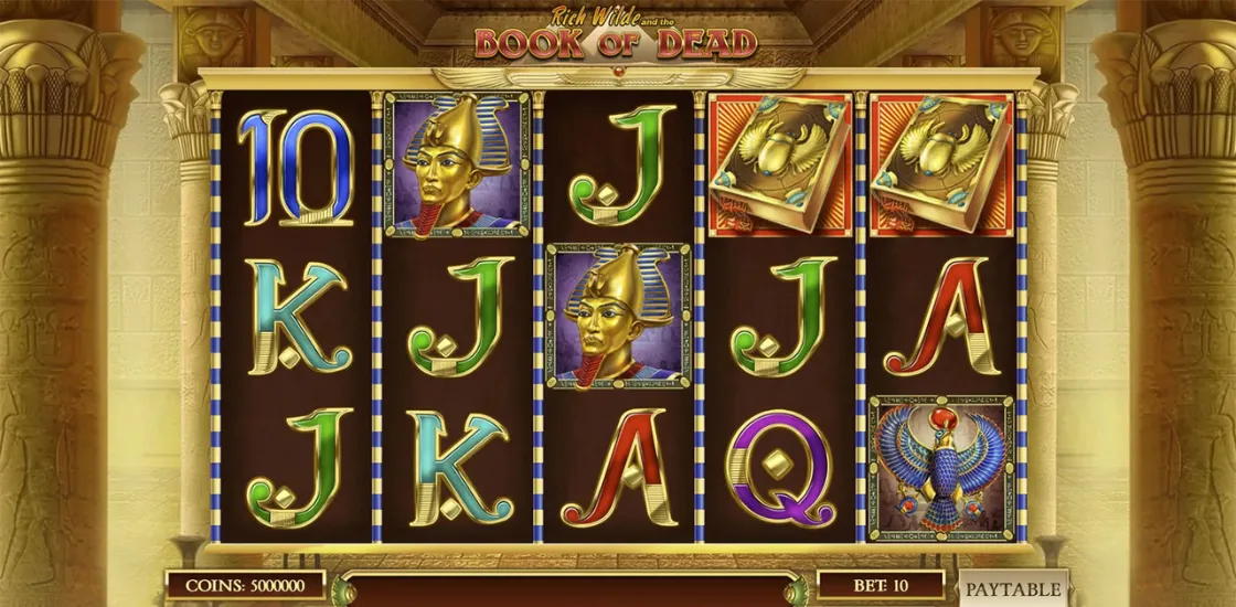 Интерфейс игрового автомата Book of Dead