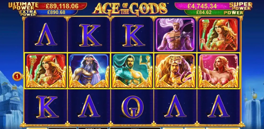 Интерфейс игрового автомата Age of the Gods